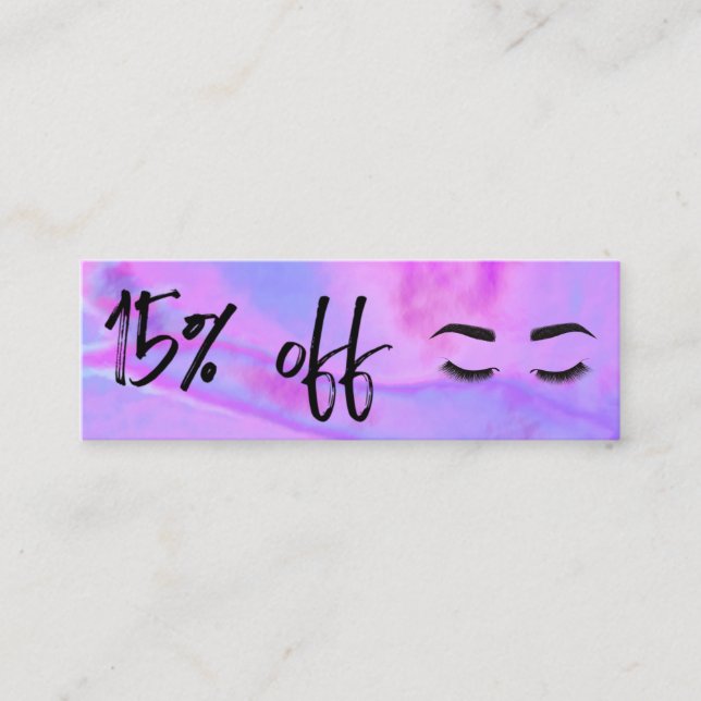 Imitate Holographic Lashes Brows Discount Card Mini Visitenkarte (Vorderseite)