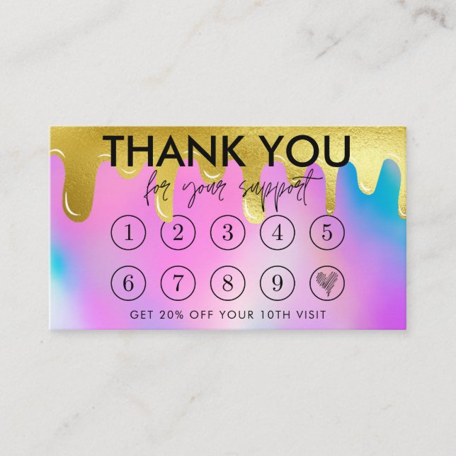 Imitate Holographic Makeup Tropfen dank Loyalty Ca Visitenkarte (Vorderseite)
