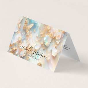 Imitate Holographic Opal Moonstone Gold Butterfly Visitenkarten