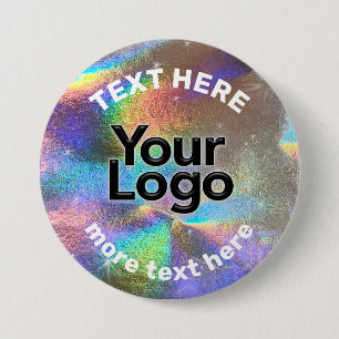 Imitate Holographic Rainbow Glitzer Business Logo Button