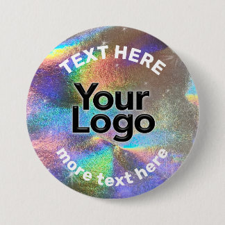 Imitate Holographic Rainbow Glitzer Business Logo Button