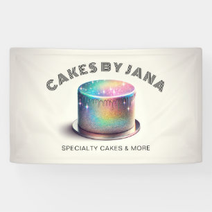 Imitate Holographic Rainbow Glitzer Cake Bäckerei Banner