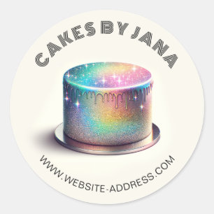 Imitate Holographic Rainbow Glitzer Cake Bäckerei Runder Aufkleber