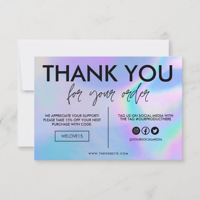 Imitate Holographische Farbe Danke Media Insert (Vorderseite)