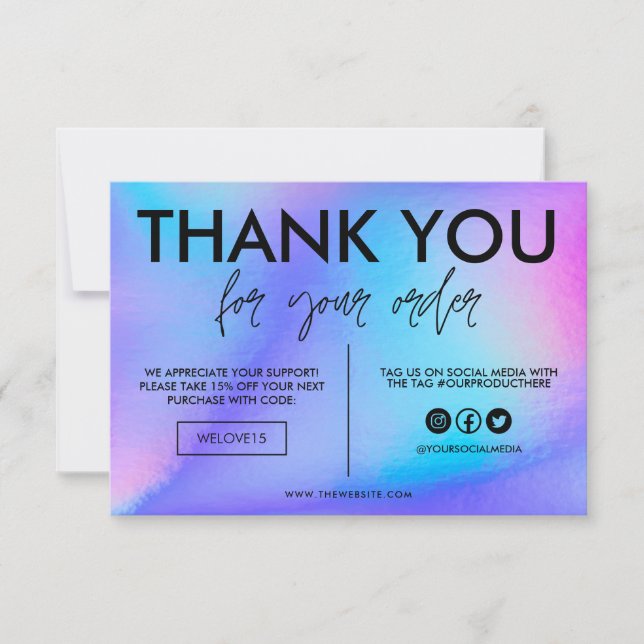 Imitate Holographische Farbe Danke Media Insert (Vorderseite)