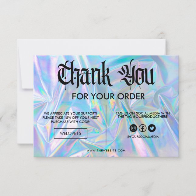 Imitate Holographische Farbe Danke Media Insert (Vorderseite)