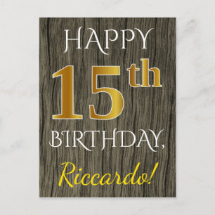 Imitate Holz, Imitate Gold 15. Geburtstag + Indivi Postkarte