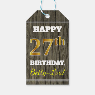 Imitate Holz, Imitate Gold 27. Geburtstag + Indivi Geschenkanhänger
