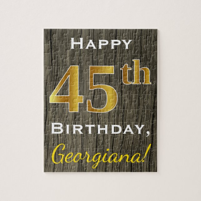 Imitate Holz, Imitate Gold 45. Geburtstag + Indivi (Vertikal)