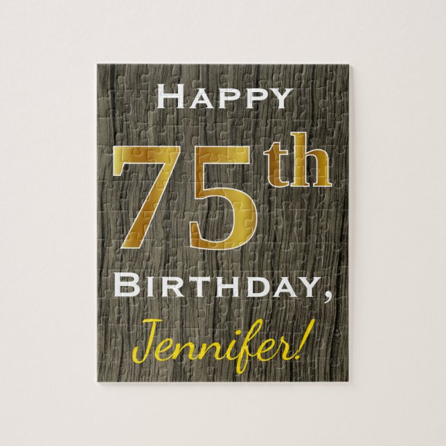 Imitate Holz, Imitate Gold 75. Geburtstag + Indivi (Vertikal)