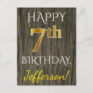 Imitate Holz, Imitate Gold 7. Geburtstag + Individ Postkarte
