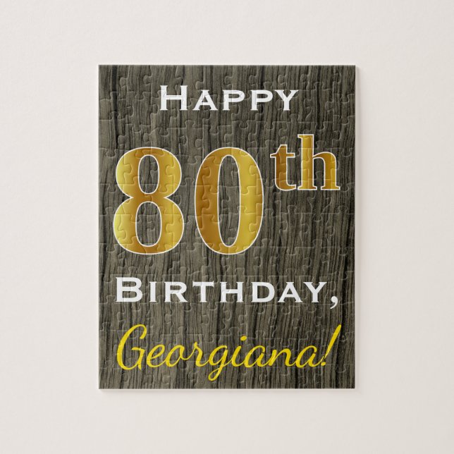 Imitate Holz, Imitate Gold 80. Geburtstag + Indivi (Vertikal)