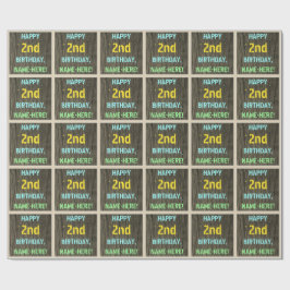 Imitate Holz, Textanstrich, 2. Geburtstag + Name Geschenkpapier