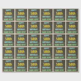 Imitate Holz, Textanstrich, 58. Geburtstag + Name Geschenkpapier