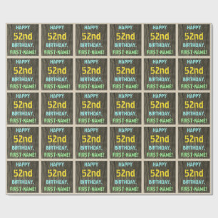 Imitate Holz, Textanzeige gestrichen, 52. Geburtst Geschenkpapier