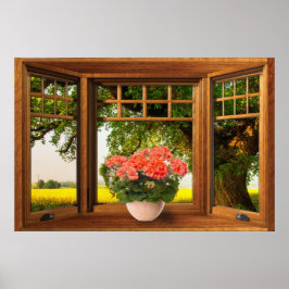 Imitate Holzbow-Fenster-Illusion - Sommeransicht Poster