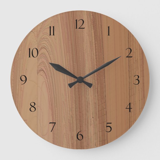 Imitate Holzkörner-Wandklemme Große Wanduhr (Vorderseite)