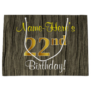 Imitate HolzLook, Imitate Gold 22. Geburtstag + Na Große Geschenktüte