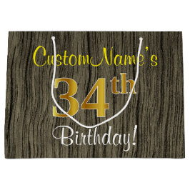 Imitate HolzLook, Imitate Gold 34. Geburtstag + Na Große Geschenktüte