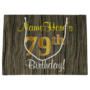 Imitate HolzLook, Imitate Gold 79. Geburtstag + Na Große Geschenktüte
