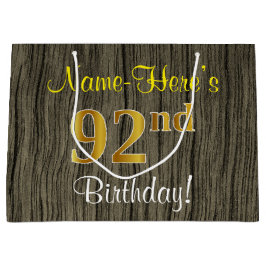 Imitate Holzschau, Imitate Gold 92. Geburtstag + N Große Geschenktüte