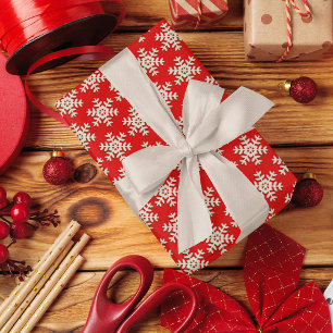 Imitate Holzschneeflockenmuster auf Rot Geschenkpapier