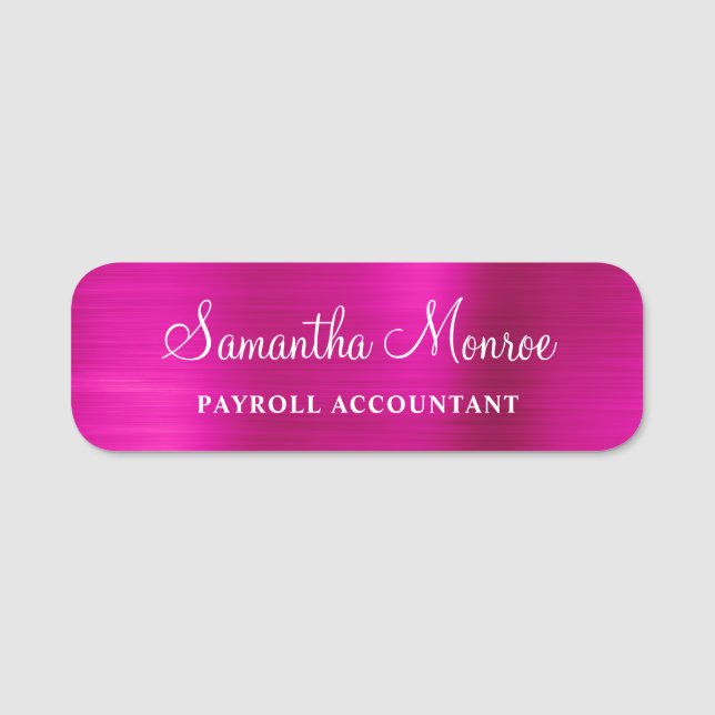 Imitate Hot Pink Foil Namensschild (Vorderseite)