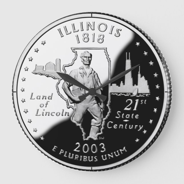 Imitate Illinois Staat Quarter Große Wanduhr (Vorderseite)