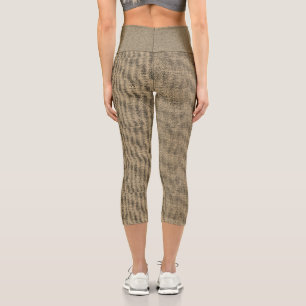 Imitate im Street-Stil Leinenmuster hellbraun läs Capri Leggings