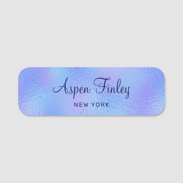 Imitate Iridescent Foil Elegante Name Markierung Namensschild (Vorderseite)