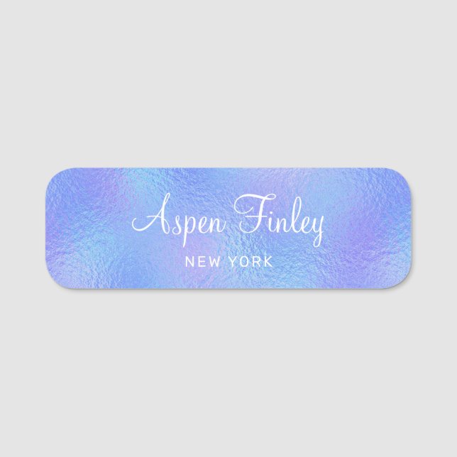 Imitate Iridescent Foil Elegante Name Markierung Namensschild (Vorderseite)