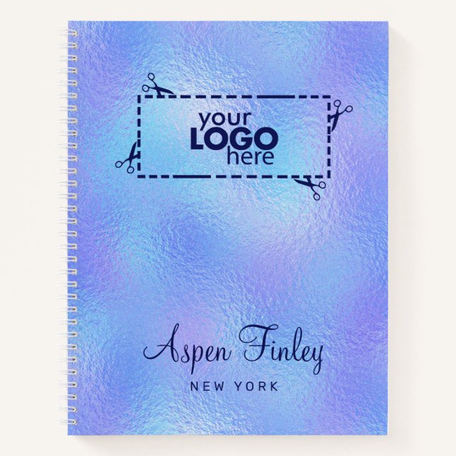 Imitate Iridescent Foil Elegantes Logo-Notebook Notizbuch (Vorderseite)