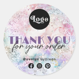 Imitate Iridescent Glitzer Aquarell Runder Aufkleber