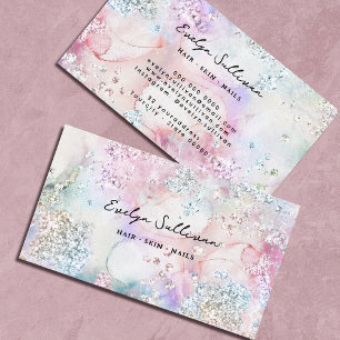 Imitate iridesfarbene Aquarell Glitzer Visitenkart Visitenkarte