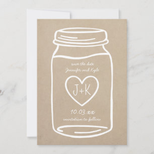 Imitate Kraft Papier Rustikale Mason Glas Save The Date