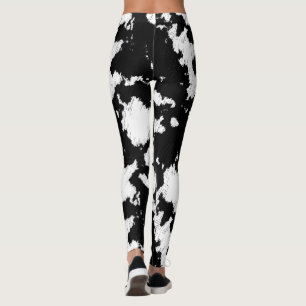 Imitate Kuhdruck, Schwarz und Weiß Leggings