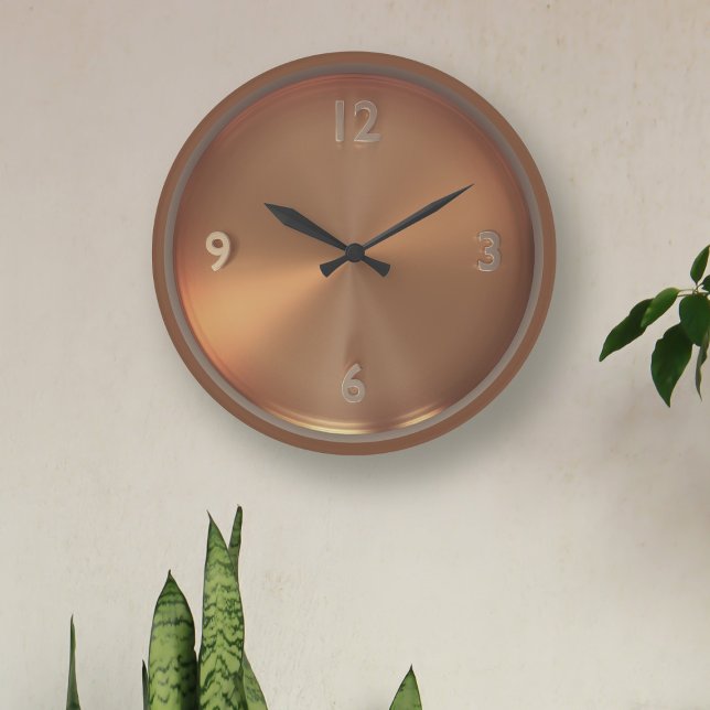 Imitate Kupfer Metal sehen Orange Fall brennen Große Wanduhr (A stylish burnt orange faux copper clock that will add a touch of elegance to your decor)