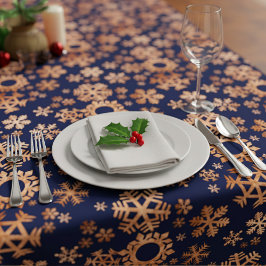 Imitate Kupfer Schneeflocken Navy Blue Tableclout Tischdecke