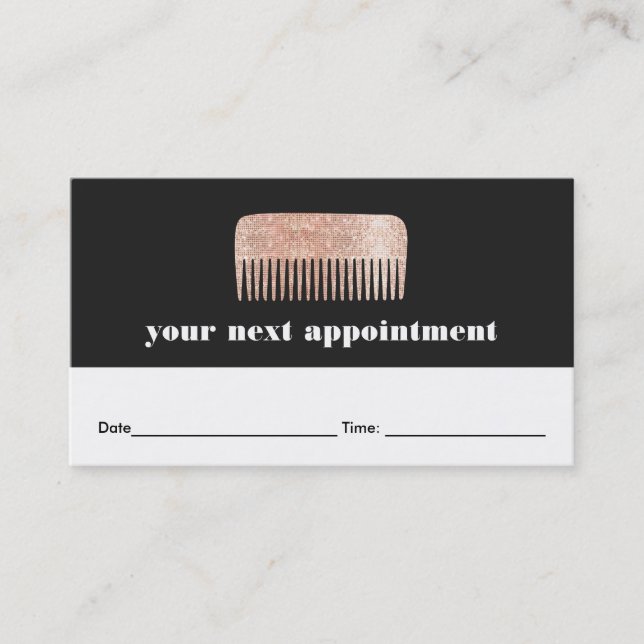 Imitate Kupfer Sequin Comb Haare Salon Ernennung Terminkarte (Vorderseite)