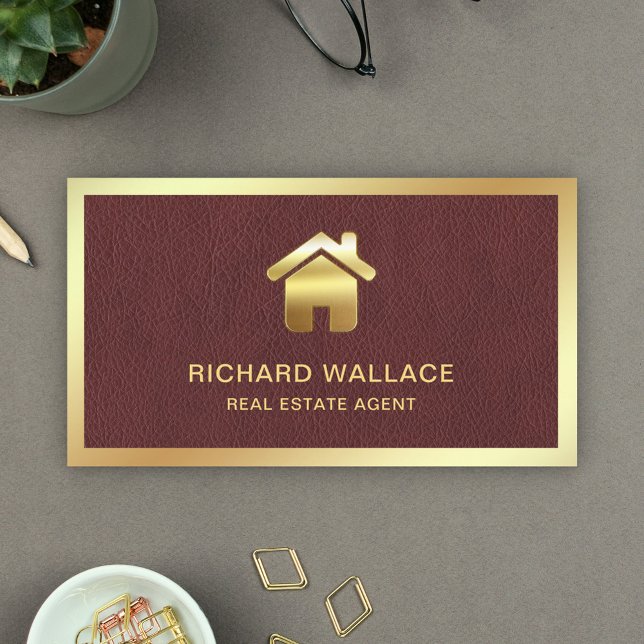 Imitate Leather Gold Foil Zuhause Logo Real Anwese Visitenkarte (Von Creator hochgeladen)