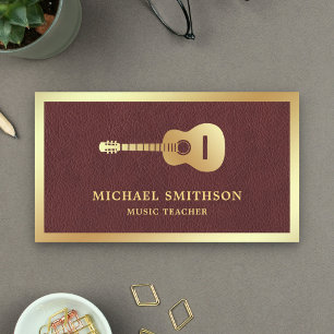 Imitate Leather Gold Gitarre Dozent Gitarrist Visitenkarte