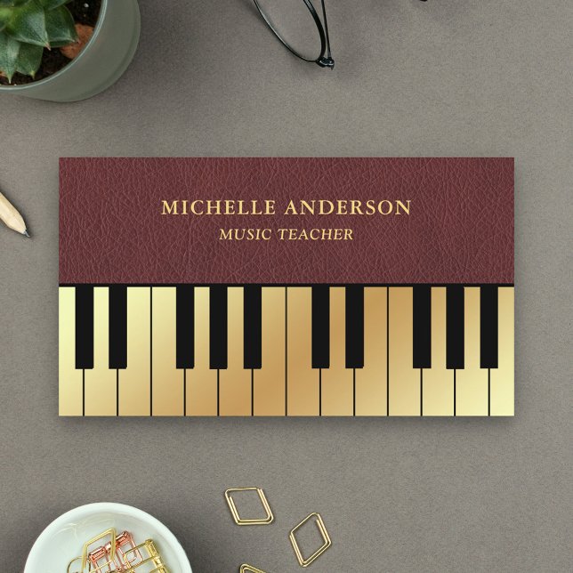 Imitate Leather Gold Piano Keyboard Teacher Pianis Visitenkarte (Von Creator hochgeladen)