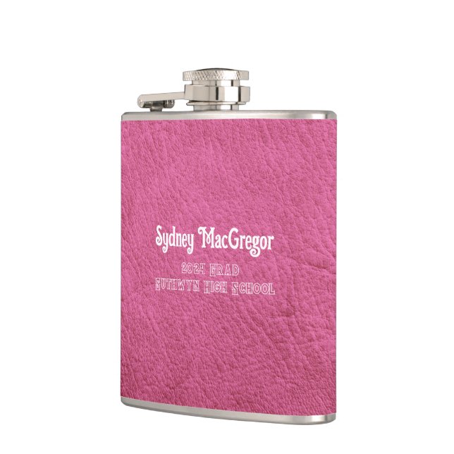 Imitate Leather Hot Pink Daughter Grad Geschenk Flachmann (Links)