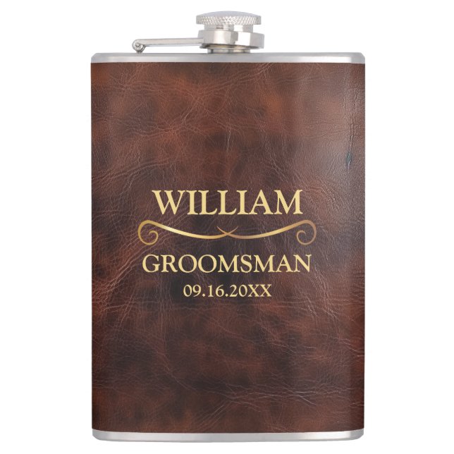 Imitate Leather Vinyl ummantelt Flachmann (Vorderseite)