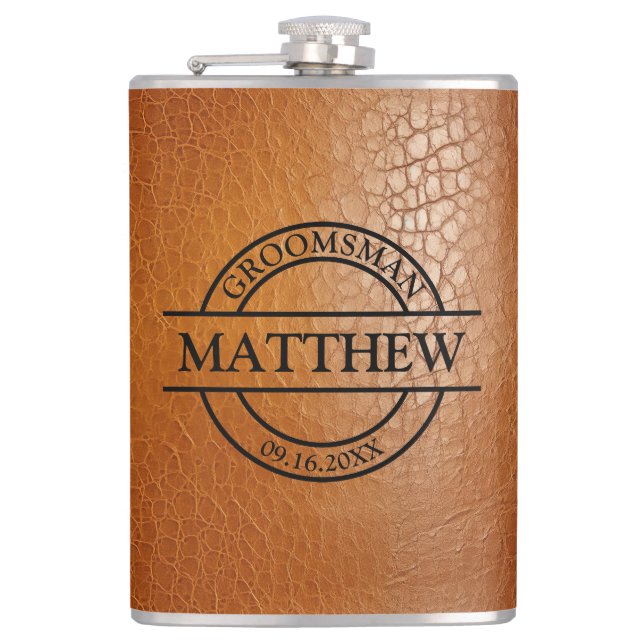 Imitate Leather Vinyl ummantelt Flachmann (Vorderseite)