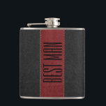 Imitate Leder-Trauzeuge aus schwarz-rot Flachmann<br><div class="desc">Eleganter Vintager Imitat-Effekt aus Leder in Rot und Schwarz. Trauzeuge anpassbarer Text.</div>