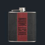 Imitate Leder-Trauzeuge aus schwarz-rot Flachmann<br><div class="desc">Eleganter Vintager Imitat-Effekt aus Leder in Rot und Schwarz. Trauzeuge anpassbarer Text.</div>