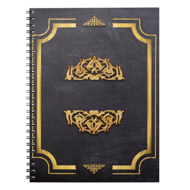 Imitate Leder und Gilded Gold Scrolls Notizblock (Vorderseite)