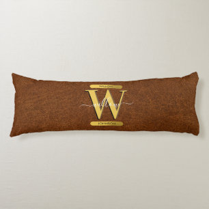 Imitate Leder und Gold Monogramm Seitenschläferkissen