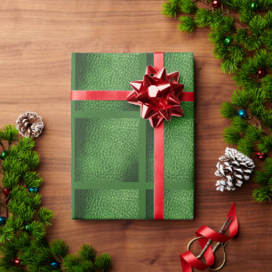 Imitate Leder Warm Forest Green Design Geschenkpapier